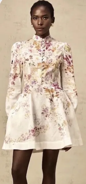 Miss Rosier Bianca Floral-Print Mini Dress Size Medium Floral A-line Vintage thumbnail 1