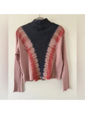 Anthropologie t. La Slouchy 90s Retro Tie Dye Waffle Knit Long Sleeve size small thumbnail 6