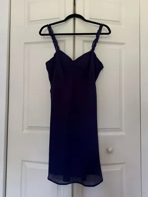 NWT Urban Outfitters Johnson Ruffle Mini Dress Navy Blue Chiffon Size XL thumbnail 3