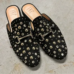 Concepts Black Jeweled Gemstone Buckle Slip On Mules Size 6 thumbnail 1