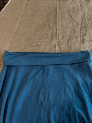 Athleta Anywhere A-Line Teal Fold Over Waist Pull On Travel Vacation Comfy Skirt thumbnail 9