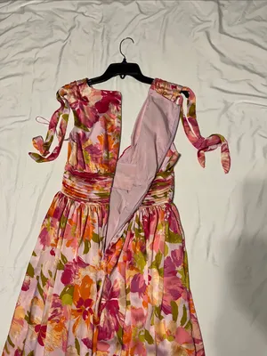 Sugarlips Pink Floral V-Neck Tie-Shoulder Maxi Dress thumbnail 7
