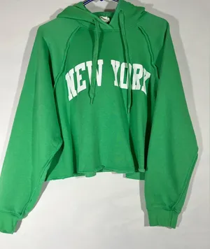 Green Cropped New York Hoodie Oversized Women Sz 8 By Relaxx‎ New thumbnail 1