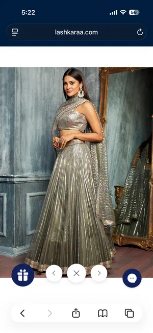 Light Grey Multicolor Sequins Embroidered Lehenga Gray Size M thumbnail 3