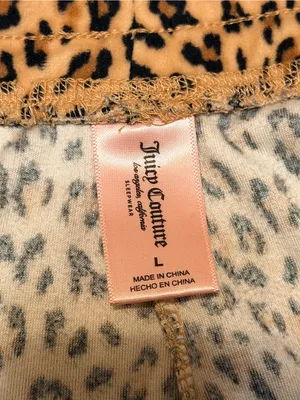 Juicy Couture leopard print soft velour lounge pant, pull up elastic waist, sz L thumbnail 2