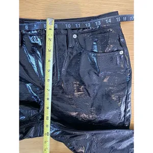 J.Crew Black Patent Faux Leather High Rise Straight Pants Size 28 edgy Y2K goth thumbnail 6