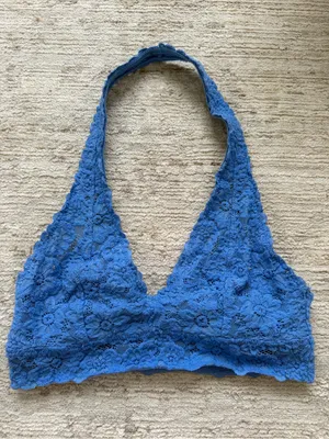 aerie Blue Lace Halter Bralette (Size XS) thumbnail 3