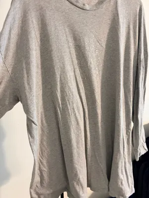 PINK Victoria's Secret Light Gray Long-Sleeve Crew with Rhinestone Triangle thumbnail 1