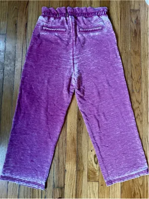 7 For All Mankind French Terry Acid Wash Set Blush Rouge Paperbag Joggers Medium thumbnail 4