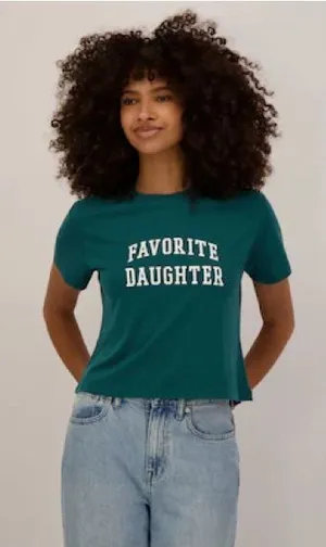 Favorite Daughter The Collegiate Logo Crop Tee NWT thumbnail 1