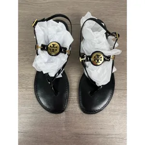 Tory Burch Black Patent Leather Ali Thong Sandal Sz.10 thumbnail 5
