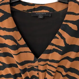 All Saints Nichola Zephyr Tiger Brown Black Long Sleeve Dress Size Women's Small thumbnail 3