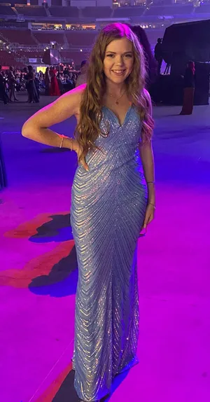 Windsor Light Blue Sparkly Prom Dress thumbnail 3