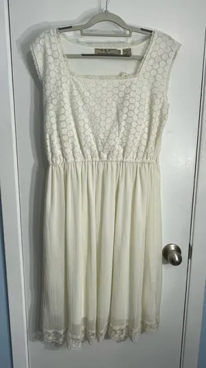 R Cinco Ranch Dress Large Off White Floral Lace Coastal Cowgirl Western NWT thumbnail 1
