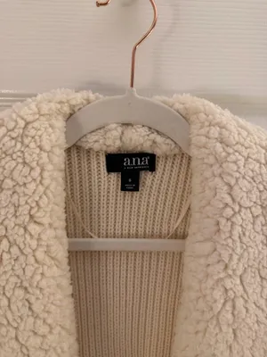 a.n.a Cream Sherpa Open Front Drape Vest Small thumbnail 4