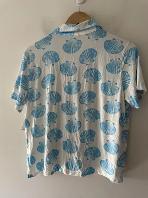 Aerie NEW! Real Soft Short Sleeve Pajama Shirt Blue Shell Nautical thumbnail 6