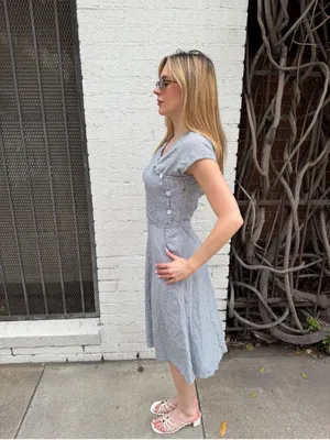 Vintage inspired gingham plaid midi dress with button up front and pockets sz xs -has a snag on the zipper #houndstooth #cottagecore #western thumbnail 4
