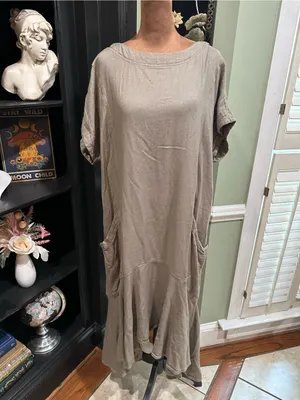 Free People Free‑Est Crisp + Cool Linen Midi Dress in Green Size Medium thumbnail 4