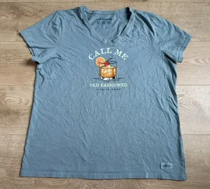 EUC Women Life is Good crusher tee call me old fashioned short sleeve blue sz XL thumbnail 1