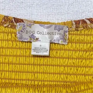 Women's Yellow long sleeve boho crop top Spring Summer‎ Fall Festival Size small thumbnail 5
