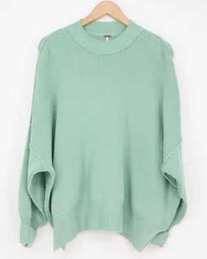 Free People Sweater Women's XS Easy Street Sage Green Ribbed Mock Neck Excellent thumbnail 1