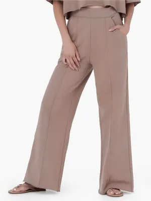 Tkees Sweatpants Size Small Earthen Wide Leg Raw Hem Pintuck‎ Terry Quiet Luxury thumbnail 1