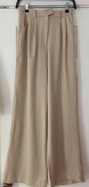 Princess Polly Cream Wide Leg Trousers Size 4‎ EUC thumbnail 1