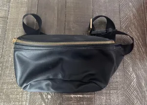 Unbranded Black‎ Faux Leather Zipper Bum Bag Leopard Print Lined thumbnail 1