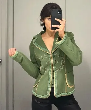 Misomiso Vintage Y2K Linen Bead Embroidered Jacket thumbnail 1