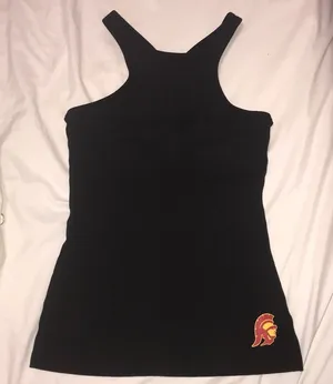Beyond Yoga Black Tank Top with Red and Yellow Logo thumbnail 1