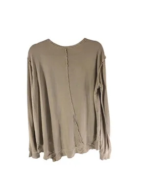 Wilt Womens Long Sleeve Beige Distressed Cotton Top Size M High-Low Made In USA thumbnail 2