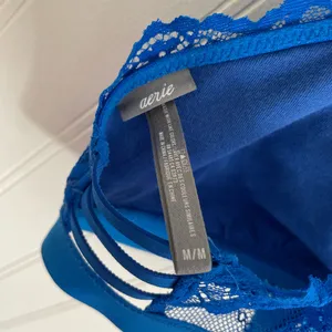 AERIE Lace Racerback Cross Back Lined Bralette Bra Lingerie Cobalt Blue Size M thumbnail 9