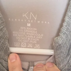 Klassy Network Gray Knit Front Zip Mock Collar Built-In Bra Brami Crop Top M thumbnail 3