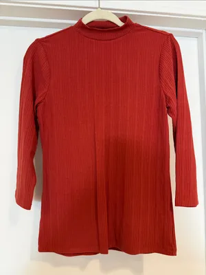 J. Crew Ribbed Long-Sleeve Mock Neck Sweater - Red thumbnail 1