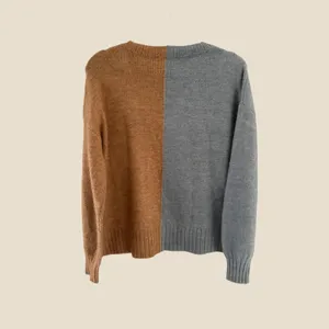 Tribal Womens Medium V-Neck Colorblock Knit Sweater Blue Camel‎ Brown Pullover thumbnail 2