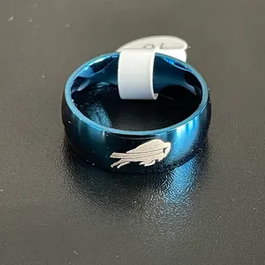 Blue stainless steel buffalo bills ring size 10 thumbnail 5