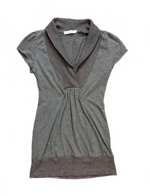 Vintage Y2K Charlotte Russe Gray Shawl Collar Tunic Top Small Made in USA thumbnail 1