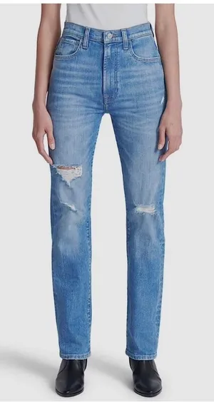 7 For All Mankind Easy Slim‎ Jeans Womens 27 Light Blue Floral High Rise thumbnail 1