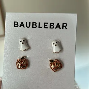 NEW Anthropologie Baublebar Ghost & Pumpkin Stud Earrings thumbnail 2