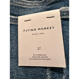 NWT Flying Monkey Stunned Straight Leg Jeans Size 27 Distressed Dark‎ Wash thumbnail 4