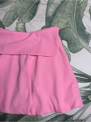 Zara Bubblegum Pink Mini Bubble Skirt Fold Over Waist Lined Pull On Small NWOT thumbnail 2