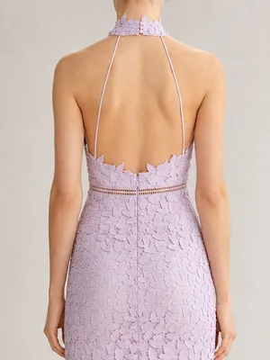 NWT Bardot Gemma Dress US 6 Orchid Purple Lace Halter Open Back Cocktail Wedding thumbnail 9
