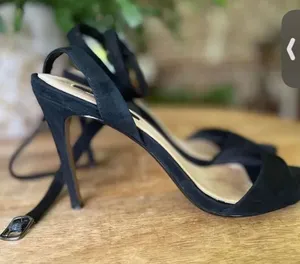 Ava & Aiden Black Genuine Suede Ankle Strap Stiletto Heels Size 7.5 thumbnail 1