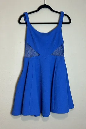 Free People Brooklyn Iris Blue Mini‎ Dress Size Large NWT thumbnail 1