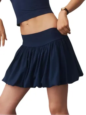 Anthropologie Daily Practice Bubble Mini Skirt in Waypoint - Navy M NWT thumbnail 1
