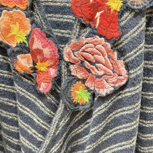 Free People Women’s Floral Embroidered Blue Stripe Frida Tank Top Size Medium thumbnail 3
