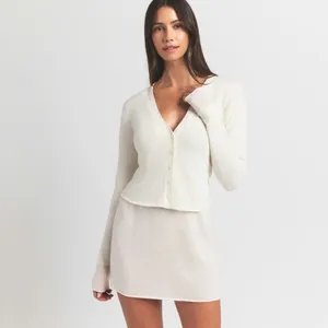 NWT Skims featherweight Cashmere cardigan women's size medium in egret ivory thumbnail 4