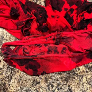 NWT Express Mesh Sheer Floral Bodysuit Red Black XL Fitted Y2K Grunge Going Out thumbnail 6