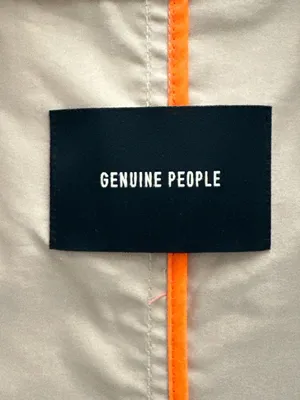 Genuine People Beige Khaki Cotton Ruffle Hem Belted Trench Coat Medium M thumbnail 2