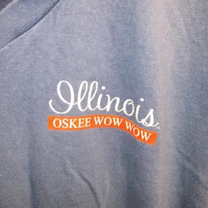 University of Illinois v neck Oskee wow wow tribal 100% cotton t shirt M thumbnail 2